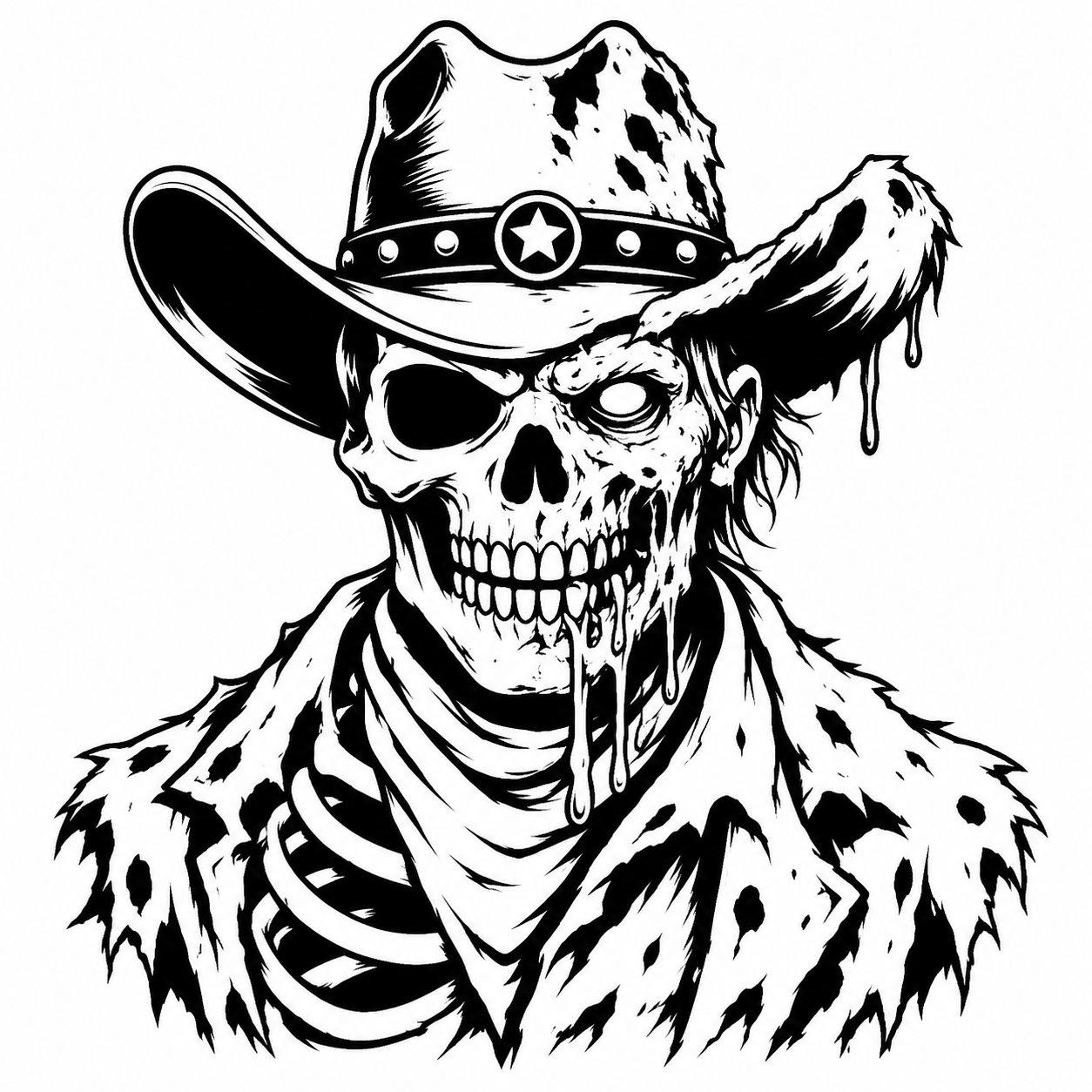 CHEMTRAIL CUSTOM MULTICOLOR Zombie Cowboy STAMP Pre-order only 100 made